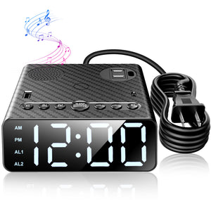 Redefine Your Mornings: The Ultimate Alarm Clock with USB, Outlet, and Bluetooth