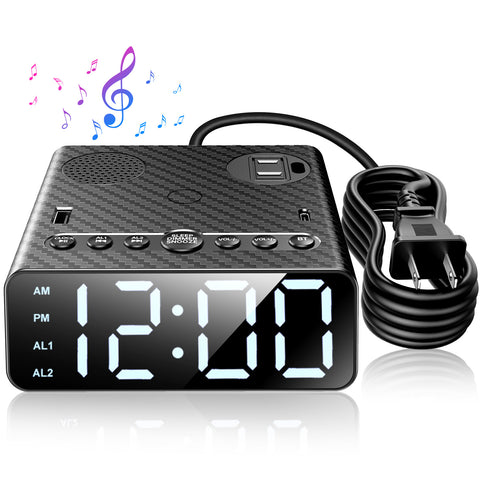 Alarm Clock with Bluetooth, USB Charger and Outlets