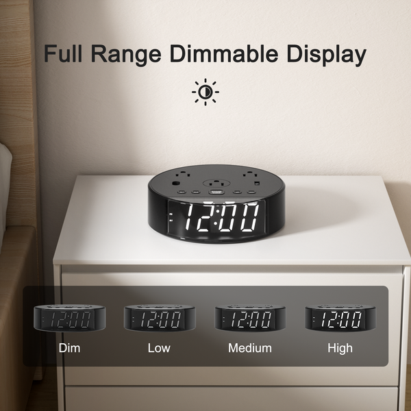 Alarm Clock with USB-A and USB-C Charger and Outlets