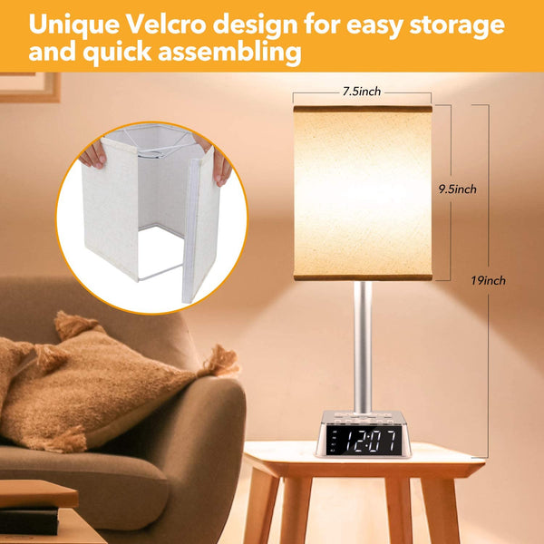 Alarm Clock Table Lamp with USB Charger and Outlets, 500pcs