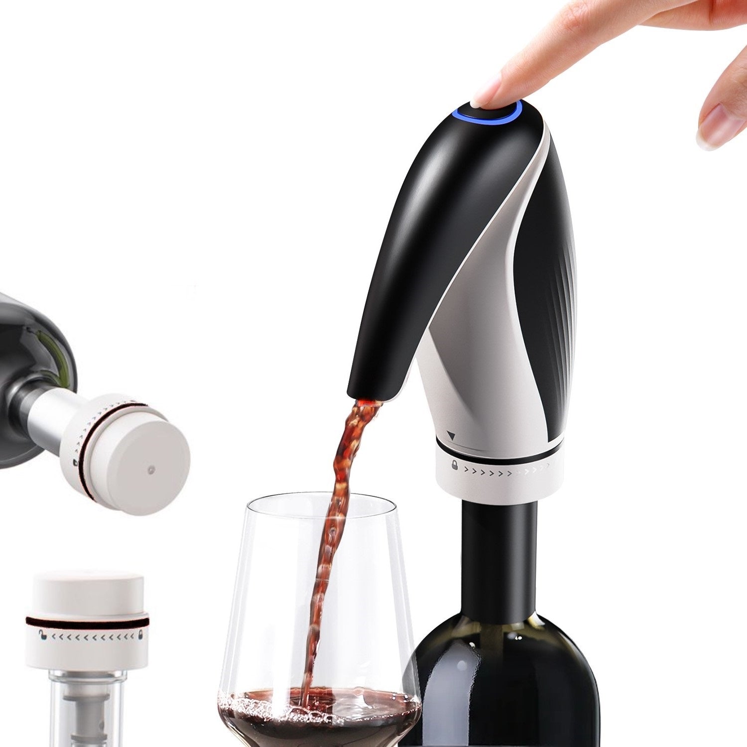 All-in-One Rechargeable Wine Decanter with Aerator and Preserver - Black, 1000pcs