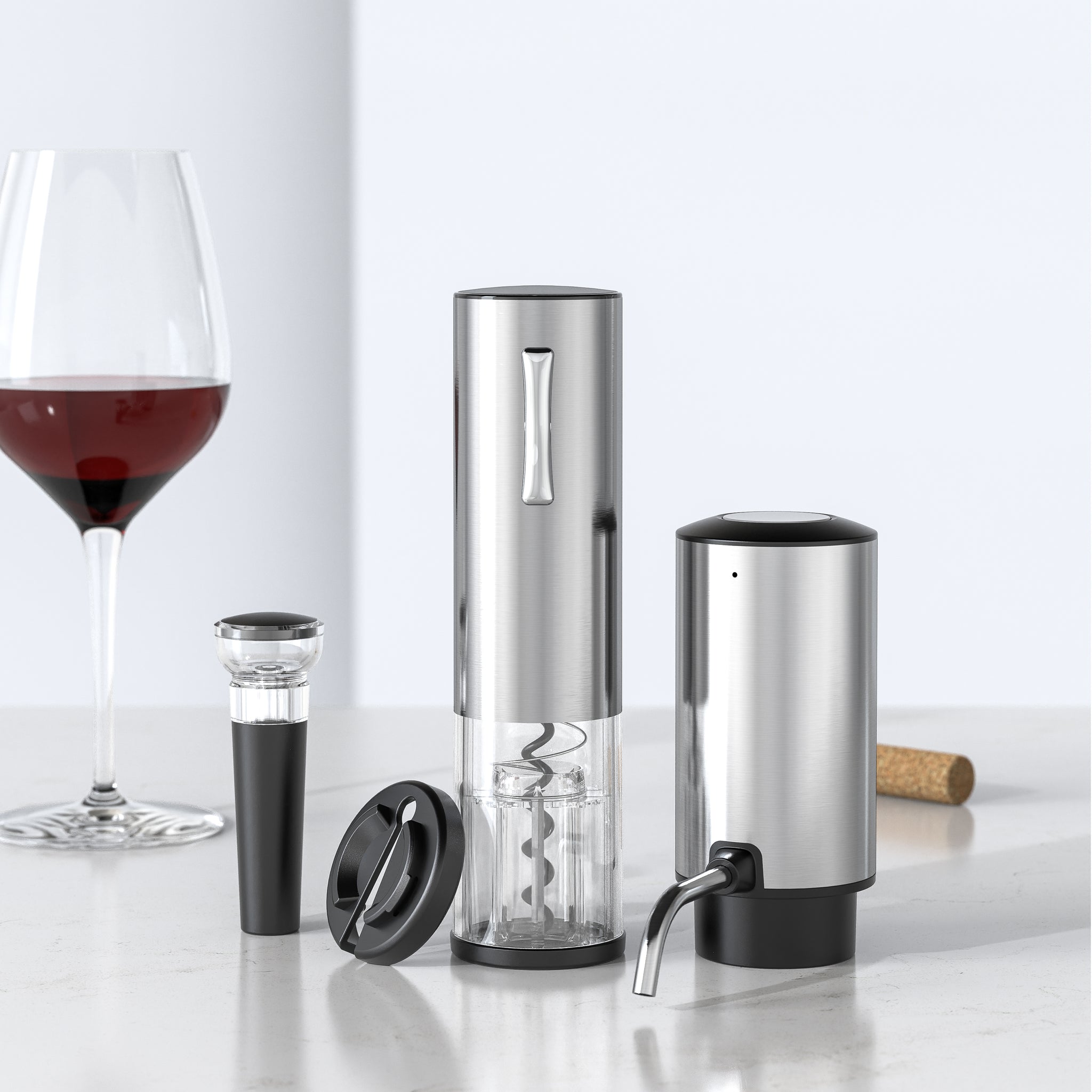 Electric Wine Decanter and Electric Wine Opener, Wine Foil Cutter, and Wine Stopper Vacuum Saver