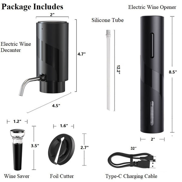 Electric Wine Decanter and Electric Wine Opener with Wine Foil Cutter, and Wine Stopper Vacuum Saver, 1000pcs