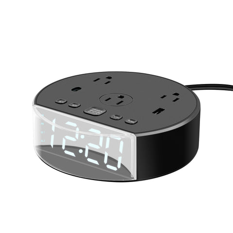Alarm Clock with USB-A and USB-C Charger and Outlets