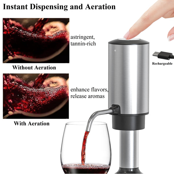 Electric Wine Decanter and Electric Wine Opener, Wine Foil Cutter, and Wine Stopper Vacuum Saver