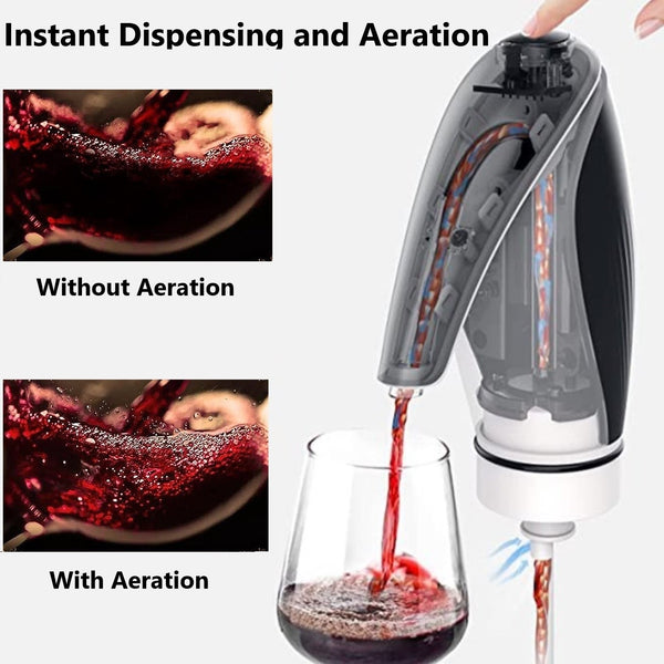 All-in-One Rechargeable Wine Decanter with Aerator and Preserver - Black, 1000pcs