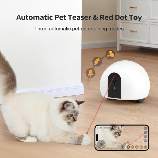 Self-Charging Moving Pet Camera Treat Dispenser with Phone App