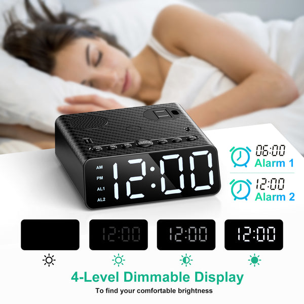Alarm Clock with Bluetooth Speaker, USB Charger and Outlets, 500pcs