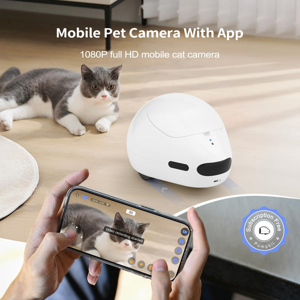 Self-Charging Moving Pet Camera Treat Dispenser with Phone App