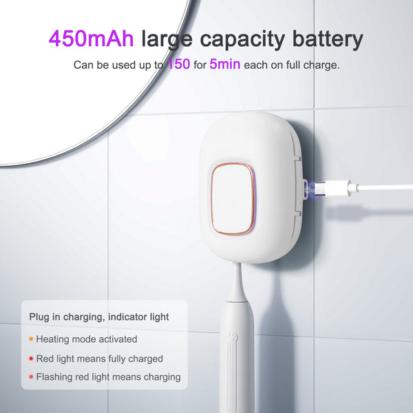 UV Toothbrush Sanitizer with Fan and Heater - White, Pink