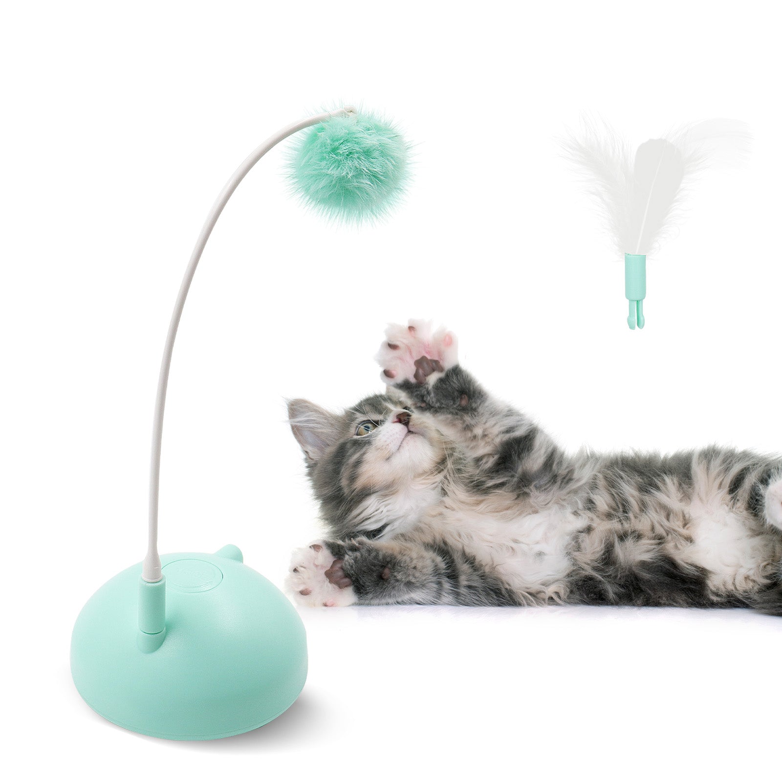 Cat Pet Toy Spinning Ball Feather 360 Free Rotating, Multi-Functional  Rotating Turntable Spring Man Cat Toy, Interactive Feather & Suction Cup,  Indoor Esg12769 - China Interactive Cat Toys for Indoor Cats and